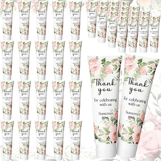 36 Pcs Sunscreen for Wedding Favors SPF 30 Wedding Mini Sunscreen Lotion 1 oz Travel Sunscreen Bulk Bridal Shower Favors Gifts for Wedding Guest Gifts Party Supplies (Flower)