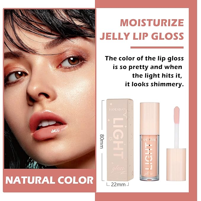 CAHIUYOA Plumping Moisturizing Lip Gloss Lipgloss,Nude Lip Gloss Lip Stain Long Lasting Waterproof,Shine Glossy Liquid Lipstick for Women Girls Lip Makeup Gift - 01