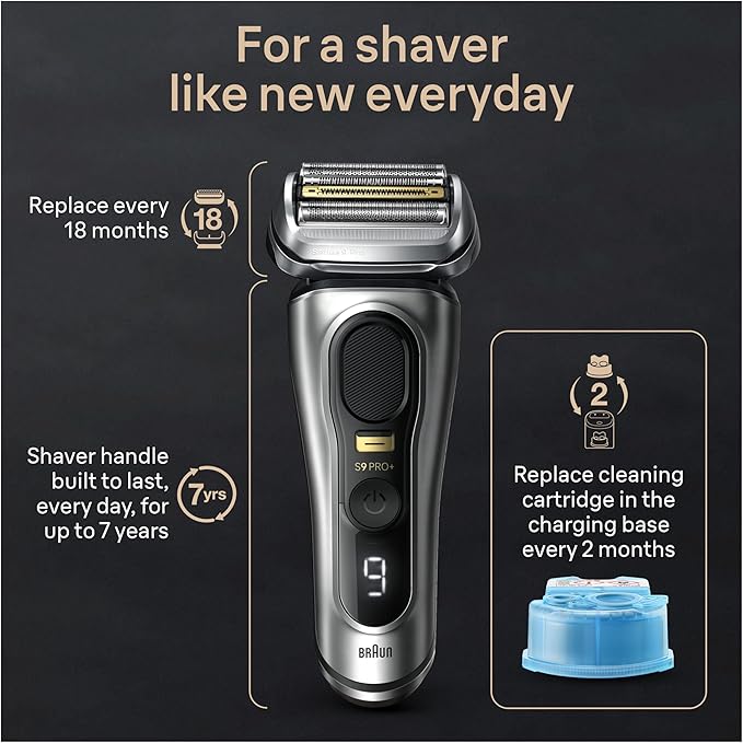 Braun Series 9 PRO+ 9577cc Electric Razor for Men, 5 Pro Shave Elements & Precision Long Hair Trimmer, 6in1 SmartCare Center, PowerCase for Mobile Charging, Wet & Dry, 60min Battery Runtime