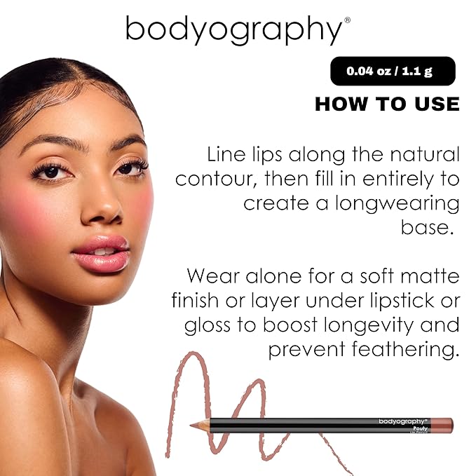 Bodyography Heatherberry Lip Pencil | Lip Liner Pencil with Coconut Oil, Vitamin E & C | Long-Lasting, Matte Liner for Definition & Color | Makeup Essential for Smooth Lip Contour