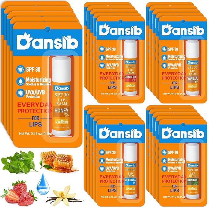 25 Pcs Sunscreen Lip Balms Bulk SPF 30 Lip Balms Stick with Sunscreen Employee Staff Appreciation Gifts Bulk Team Coworkers Christmas Party Gifts for Outdoor Travel Beach