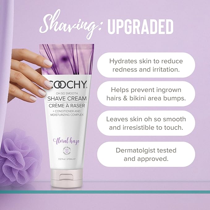 Coochy Intimate Shaving Cream | Shave Conditioner & Moisturizer for Face & Body | Ideal for Sensitive Skin Care, Anti-Bump | Floral Haze, 7.2 oz