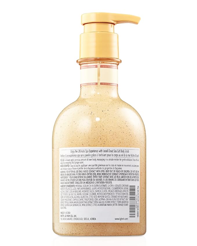 NATURAL SPA DEAD SEA SALT 2-in-1 BODY WASH & BODY SCRUB(13.53fl.oz) - Natural Exfoliating Salt Scrub for Deep Cleansing - Effective on Scars & Wrinkles - Moisturize Skin Polishes