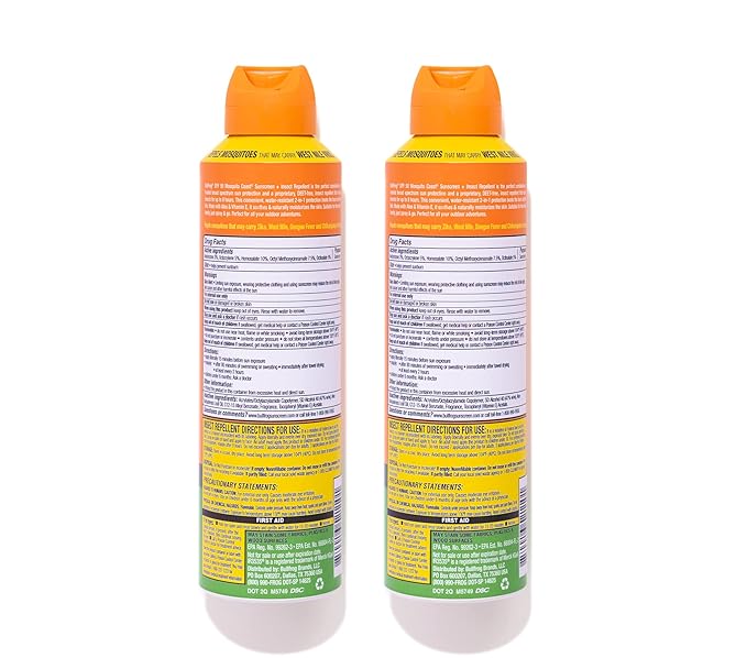 Bullfrog Mosquito Coast Sunscreen SPF50 + Insect Repellant 5.5oz Continuous Spray, 2pk