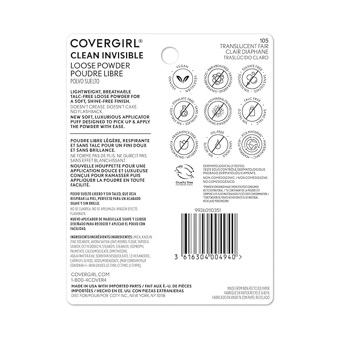 COVERGIRL Clean Invisible Loose Powder - Loose Powder, of 2) 20g