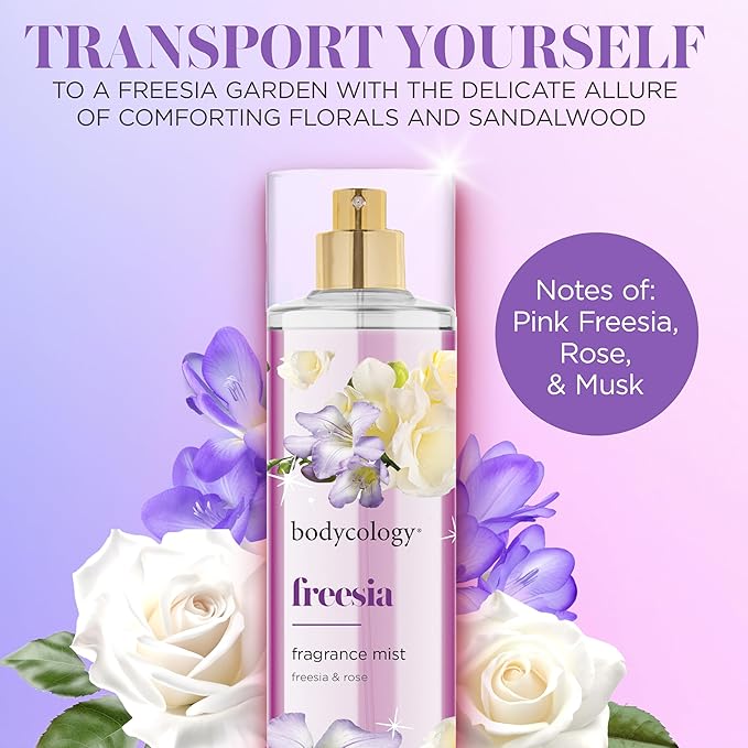 Bodycology Long-Lasting Fragrance Body Mist, Freesia, 8 fl oz