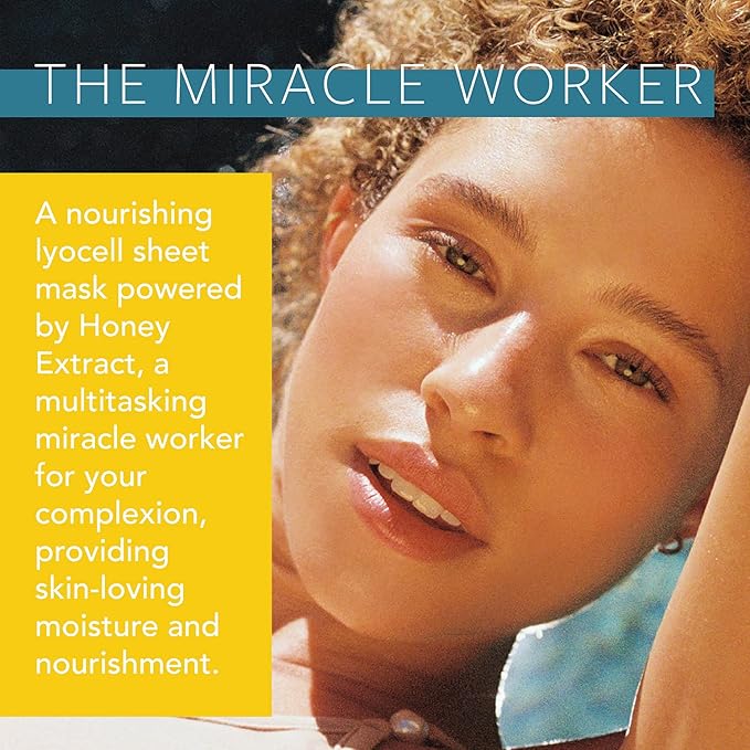 LAPCOS Honey Sheet Mask, Daily Face Mask with Hyaluronic Acid and Antioxidants to Hydrate and Tighten Dry Skin, Korean Beauty Favorite, 5-Pack