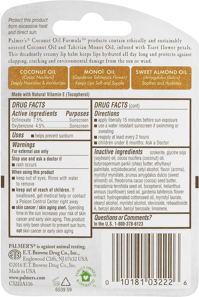 Palmer's Coconut Oil Formula Lip Balm with SPF 15, 0.15 Ounce