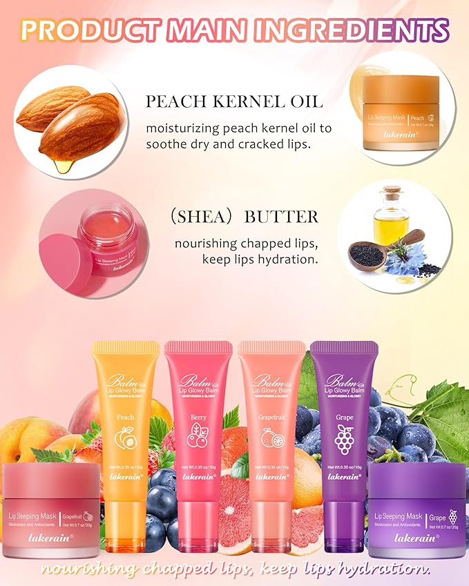 2Pcs Lip Glowy Balm & Lip Women-04Grape