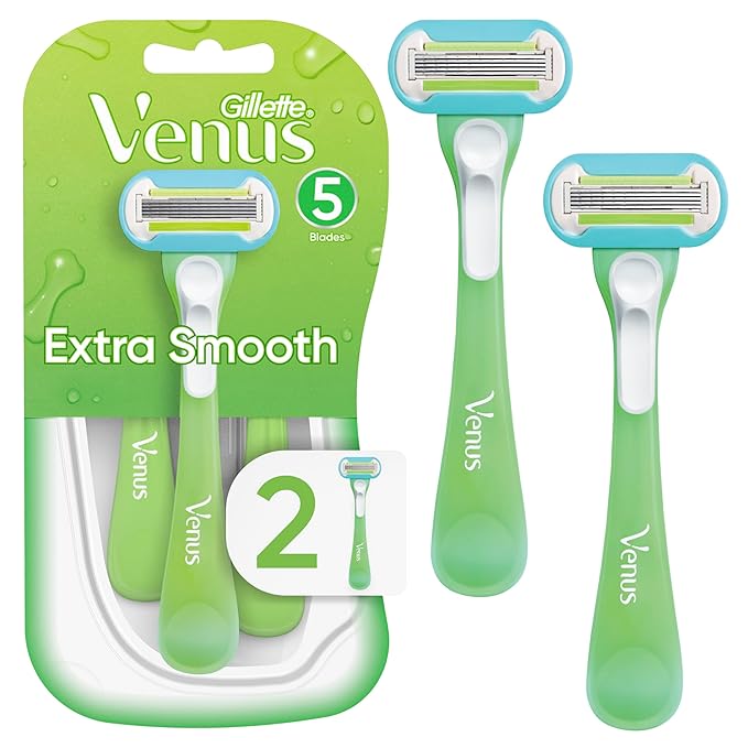 Gillette Venus Extra Smooth Green Disposable Women's Razors, 2 Count