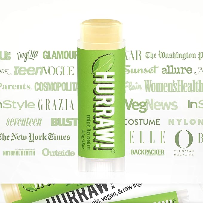 Hurraw! Mint Lip Balm, 2 Pack: Organic, Certified Vegan, Cruelty and Gluten Free. Non-GMO, 100% Natural Ingredients. Bee, Shea, Soy and Palm Free. Made in USA