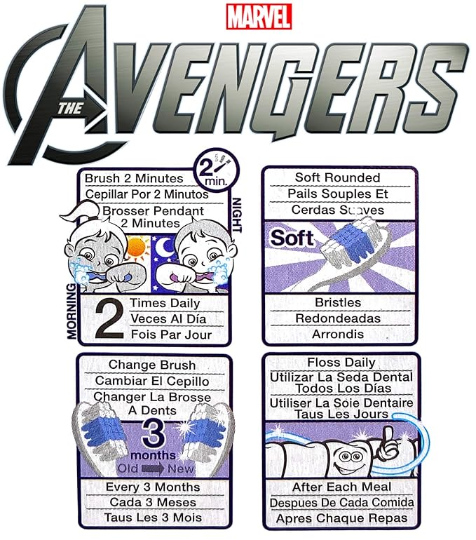 Marvel Avengers Superheroes Soft Bristle Manual Toothbrush Value Set 3 Count, Kids Friendly Designed Grip, Perfect Gifts for Boys Girls by Firefly (Style May Vary)