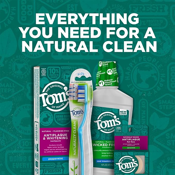 Tom's of Maine Sea Salt Natural Alcohol-Free Mouthwash, Refreshing Mint, 16 Fl Oz (Pack of 6)(Packaging May Vary)