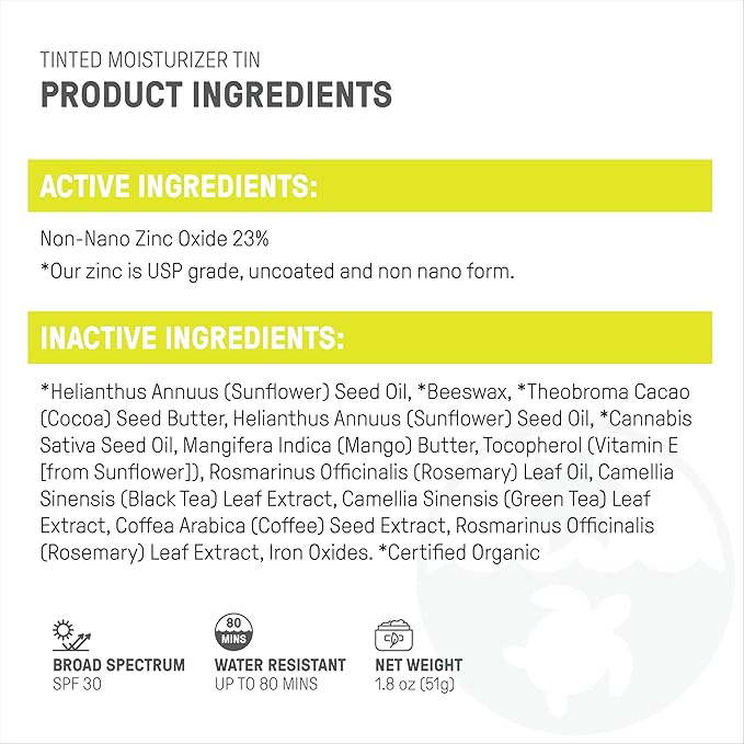 Raw Element Ultra-Moisturizing Tinted Face Cream, Non Toxic Mineral Face Sunscreen, Daily Tinted Moisturizer, Non-Nano Zinc Oxide, Reef Friendly, All Ages, SPF 30, 1.8 oz, Lava, Pack of 2