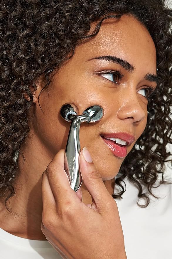 Pacifica Future Youth Stainless Steel Face Roller – Cooling Dual Gua Sha Facial Massager for Sculpting, Contouring & De-Puffing – Anti-Aging Skin Care Tool for Wrinkles & Fine Lines Lymphatic Drainage