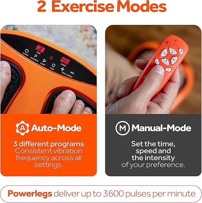 Power Legs Electric Foot Massager Machine with Remote Control, Adjustable Speed, Vibration - Calf Massager - Feet Massager for Neuropathy Pain Relief, Plantar Fasciitis, Leg Blood Circulation (Orange)