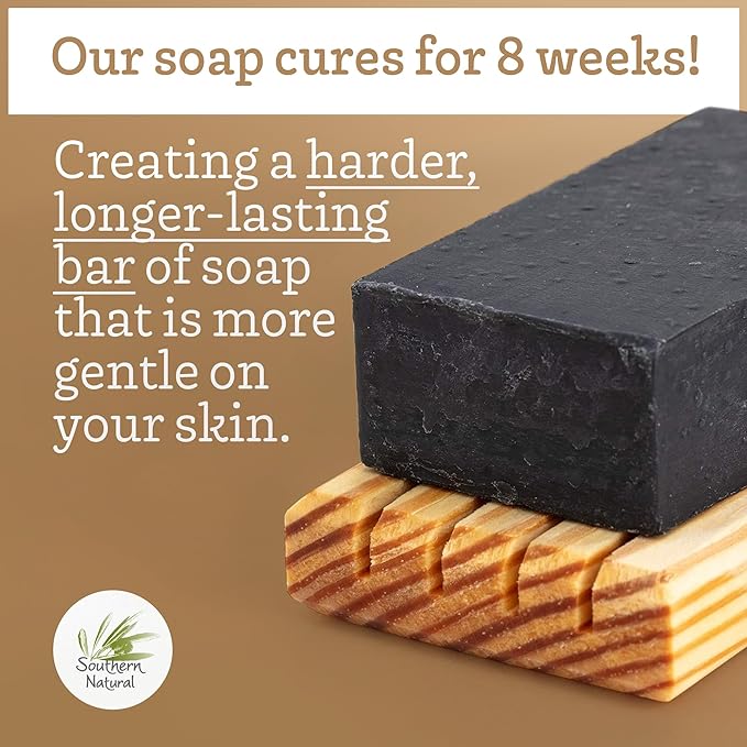 Southern Natural Activated Charcoal Soap Bar (3 Pack) Face and Body Soap For Sensitive Skin With Dead Sea Mud, Goat Milk & Peppermint Essential Oil