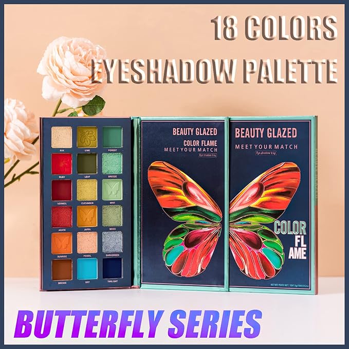 18 Colors Eyeshadow Palette, Butterfly Series Highly Pigmented