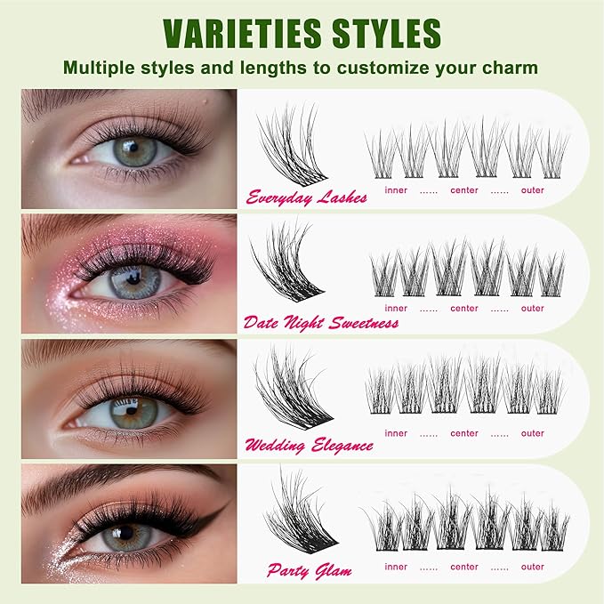 Lash Clusters Kit - 0.05mm Lash Clusters Natural & Fluffy Lash Extension Kit 432Pcs Biodegradable Eyelash Clusters with Bond Seal Starter Kit, Cruelty Free Eyelashes Lightweight Reusable