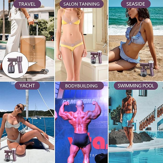 Portable Spray Tan Machine Mini Cordless Spray Tan Gun Rechargeable and Handheld Airbrush Tan Machine Self-Tanners For Home Spray Tan Travel Tan DIY Tan Salon Mobile Tan Self Tan Beach Tan