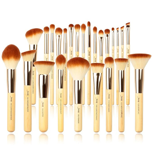 Jessup Professional Bamboo Makeup Brushes, Premium Synthetic Foundation Powder Concealer Blush Highlight Eye Blending Cosmetic Brush Set 25pcs T135