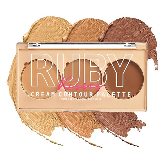 Ruby Kisses Contour Palette 3-in-1 Contour, Conceal, Highlight All-In-One Mini Palette, Long-Lasting, Easy to Blend Cream Contour Palette for Oily and Dry Skin (Medium To Tan)