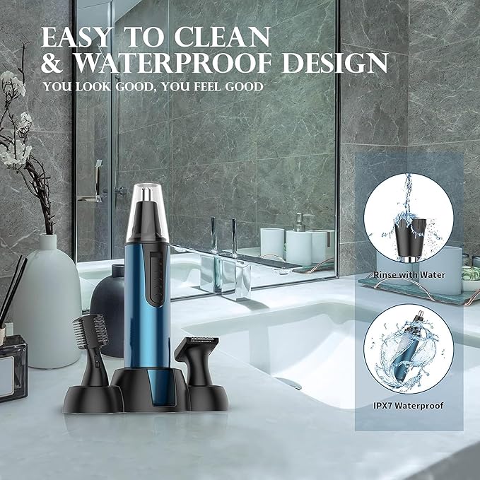 AREYZIN Ear and Nose Hair Trimmer for Men and Women Professional USB Rechargeable Nose Trimmer Nose Clippers Eyebrow Facial Hair Trimmer Body Grooming Kit IPX7 Waterproof Dual Edge Blades