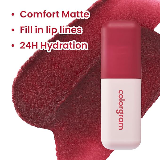 COLORGRAM NUDE BLUR TINT 16 ROMANTIC CORAL | Soft Velvet Matte Liquid Lipstick & Cheek Tint | Lightweight Blurring Tint for a Smooth & Airbrushed Finish | Long-Lasting & Non-Sticky Formula