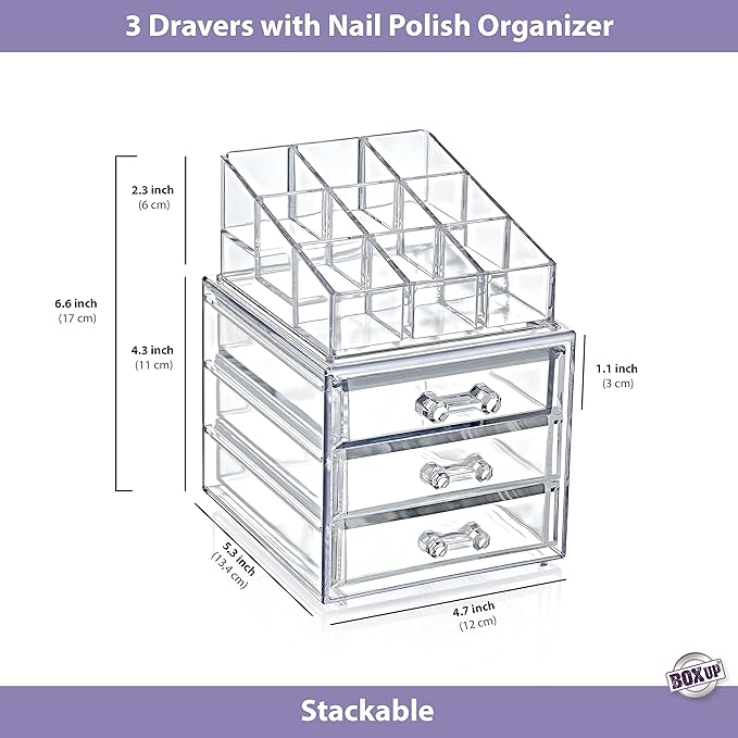 Boxup Makeup Organizer 3 Drawers,Makeup Organizers