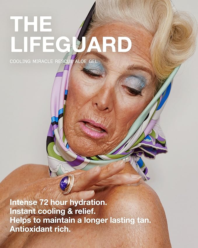 The Lifeguard - Miracle Rescue Aloe Vera Gel for All-Over Sunburn Relief, Instantly Cooling, Hydrating Moisturizer, Non-Sticky, Fragrance Free (8.4 Fl Oz)