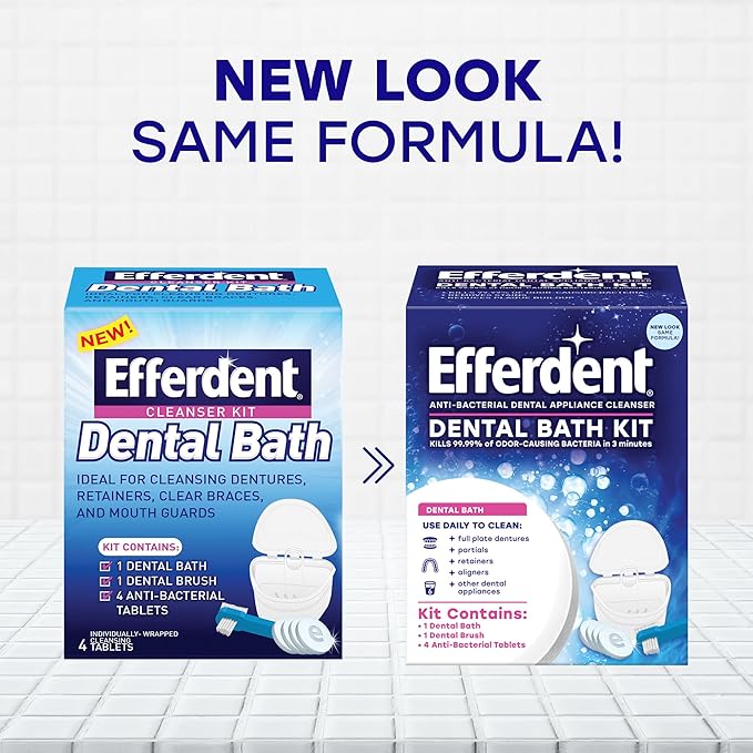 Efferdent Retainer & Denture Cleaner Tablets and Dental Bath, 4 Tablets