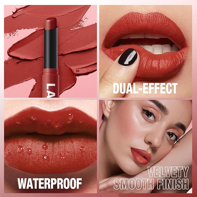 Jolilab 12Pcs Velvet Matte Lipstick Nude Matte Soft Dark Color Stick High Pigmented Long-Lasting Waterproof Lip Stick Lip Balm Beauty Cosmetics Gift for Girls and Women(01#-12#)