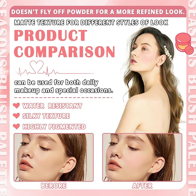 Blush Stick for Cheeks,Face Matte Contour Blush Makeup,Buildable Shimmer Facial Cheek Blusher Shades,Blendable Cosmetic Makeup Blush 01