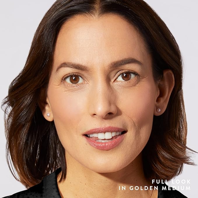 Blush-n-Glow Kit (3 PC): LAURA GELLER NEW YORK Baked Balance-N-Glow Illuminating CC Powder Foundation Golden Medium, Retractable Kabuki Brush, Baked Blush-N-Brighten Pink Grapefruit