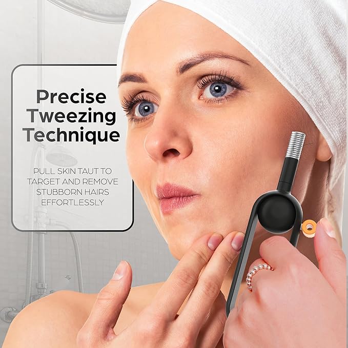 Epilady Precision Coil Tweezer, Facial Hair Remover with Ergonomic Design, Hair-Removal Tool for Upper Lip, Chin, and Face, Portable Tweezers for Facial Hair