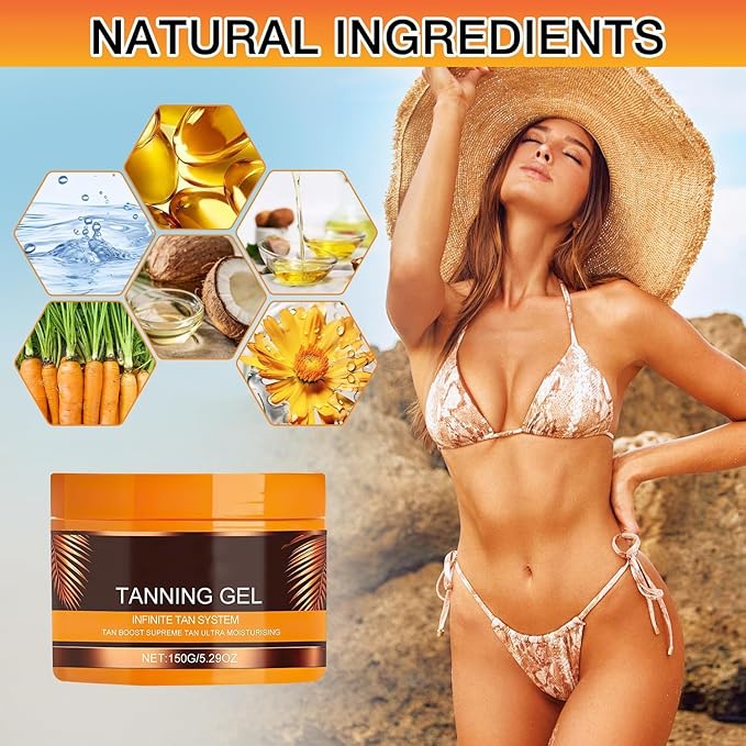 Luxury Intensive Tanning Gel,Natural Tanning Accelerator Cream,Beauty Brown Tanning Gel, Dark Tanning Gel Celyn Tanning Cream For Sunbeds &Outdoor Sun,Sunbathing Lotion Cream(2pcs)