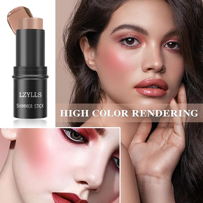 Cream Blush Stick with Brush,Waterproof Multi Cream Blush Skin Q4