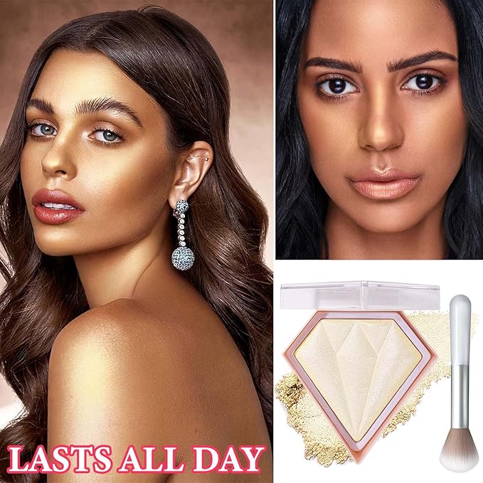 Face Glitter Blush Shimmer Waterproof Highlighter Blusher Powder,Facial Contour Corrector Long Lasting Glitter Illuminator Highlighter Palette Shimmer Highlight Makeup Palette(02#)