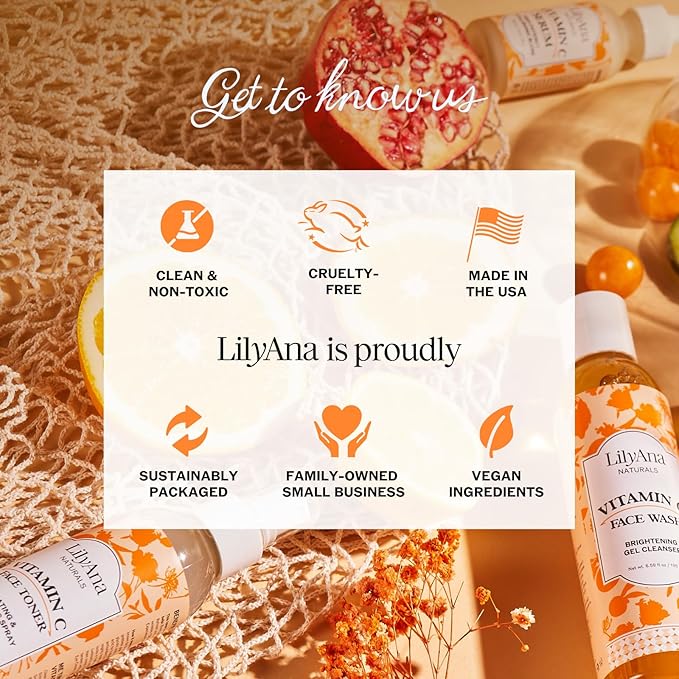 LilyAna Naturals Vitamin C Serum for Face - with Hyaluronic Acid and Vitamin E, Anti Aging Serum, Reduces Age Spots and Sun Damage, Promotes Collagen and Elastin (Double Pack)