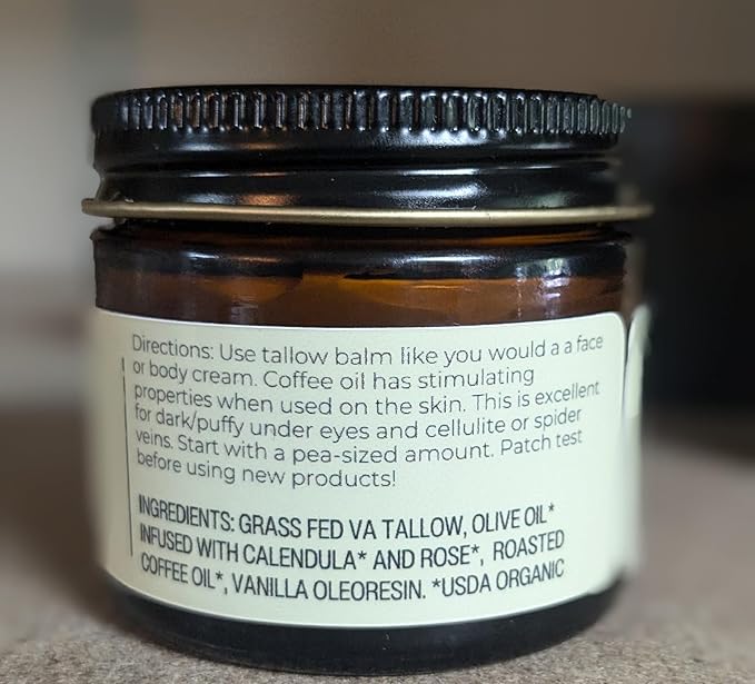 Handmade Whipped Tallow Balm (Coffee Vanilla) - Organic Body Butter with Infused Olive Oil - 1.3 oz …