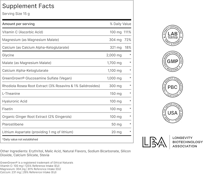NOVOS Core Longevity Mix, Anti-Aging Supplement, Drink Powder Packet Orange Flavor - Skin Support, Energy, Mood Support, Sleep and Cognition Support - 30 Servings