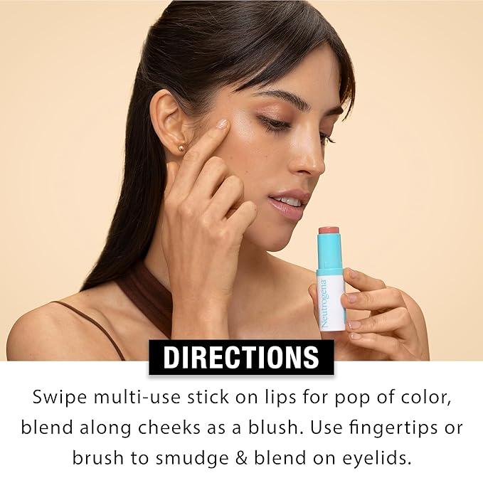 Neutrogena Hydro Boost Hydrating Multi-Use Makeup Stick with Hyaluronic Acid, Gentle Multi-Use Colored Makeup Balm to Brighten Lips, Cheeks & Eyes, Non-Comedogenic, Soft Pink, 0.26 oz