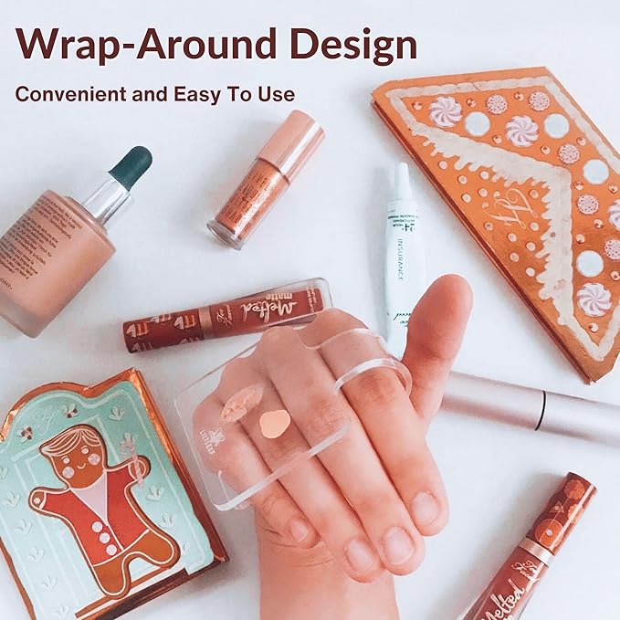 LilyLeaf Handheld Makeup Mixing Palette - Transparent Hand Tray for Mixing Foundation - Clear Acrylic Blending Plate for Makeup Lovers and Professionals with Cute Storage Bag (M)