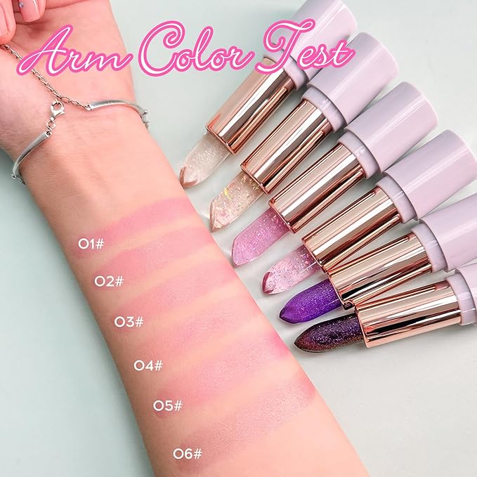 Ph Mood Magic Color Changing Lipstick, Crystal Flower Jelly Lipstick, Pearl Shimmer Lipstick Plumping Glimmer Glow Lipstick Long Lasting Nourishing Moisture Lip Care Color Change Lip Gloss(2#)