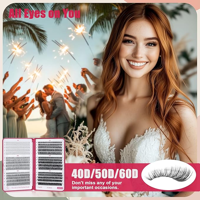 Bombshell SE Lash Clusters 600PCS Lashes - Lash Clusters 10D 20D 30D+40D50D60D Individual Lashes Clusters D Curl Lash Extension 8-16MM Eyelash Clusters DIY Cluster Eyelash Extensions for Beginners
