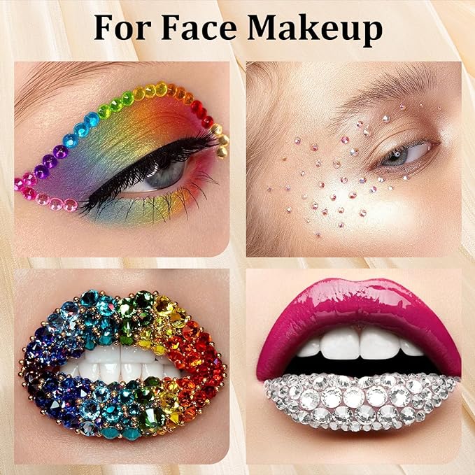 Colorful Face Gems for Makeup Set, Flatback Gorgeous