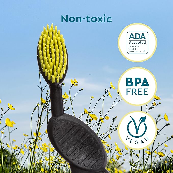 RADIUS Toothbrush, Flex Brush, Soft Bristles, Right Handed, Black Brush with White Bristles, BPA Free & ADA Accepted, Pack of 1