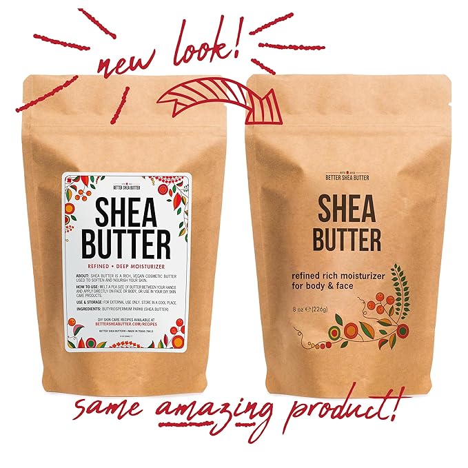 Refined Shea Butter Unscented - 100% Pure African Shea Butter for Hair & Dry Skin - Use for Soap Base, Face & Body Moisturizer, for DIY Whipped Body Butter & Lip Balm 8 oz Bar