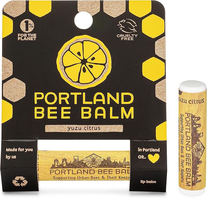 Portland Bee Balm All Natural Handmade Beeswax Based Lip Balm, Yuzu Citrus 1 Count