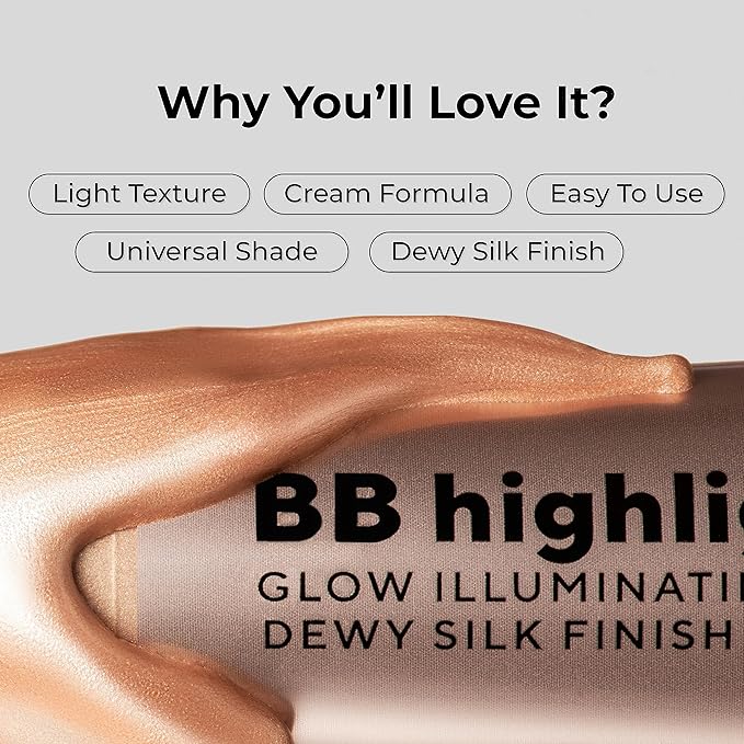 Lamel Dewy Cream BB Highlighter - Lightweight, Buildable and Luxuriously Glossy with Radiant, Natural-looking, Non-Greasy, Moisturizing, and Long-Lasting Formula for Flawless, Skin-Brightening - 402